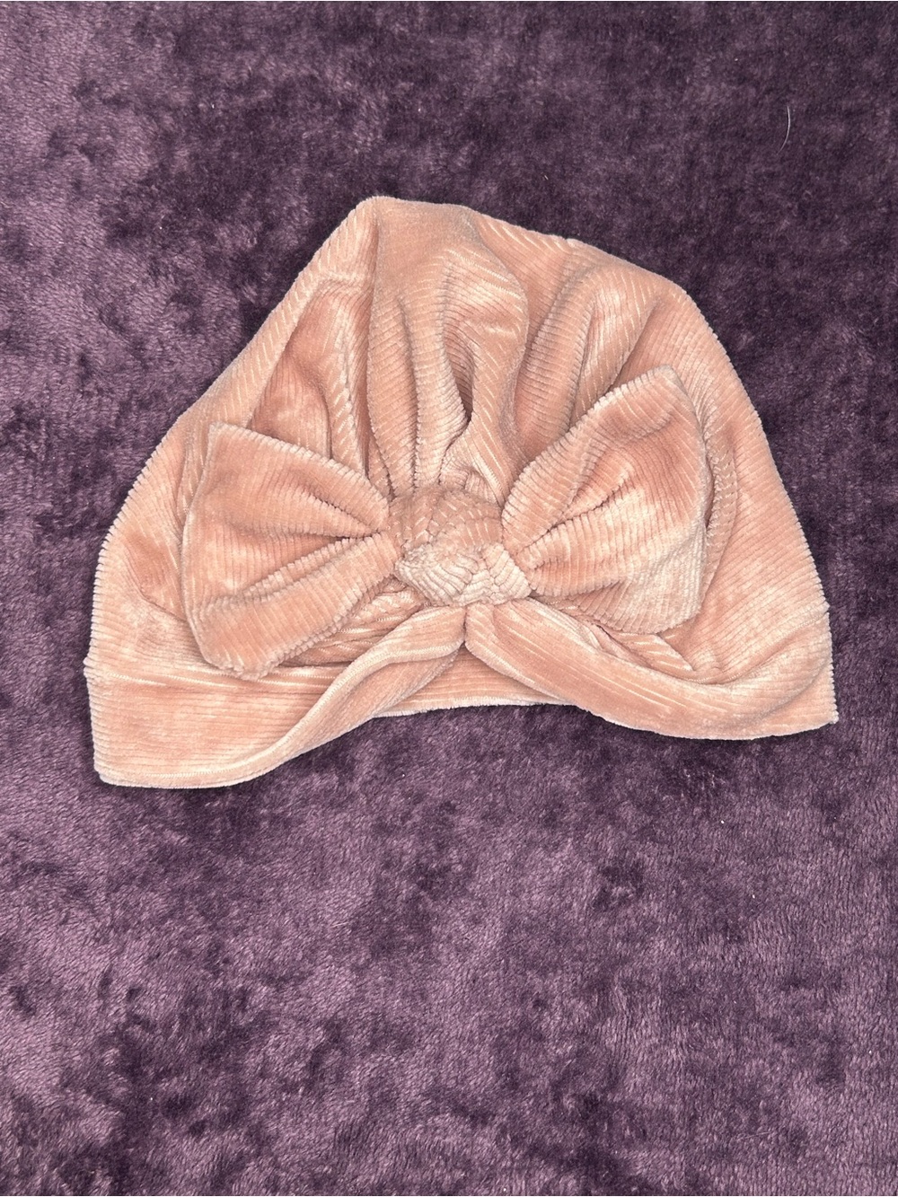 Velvet Knot Turban Hat in Dusty Rose